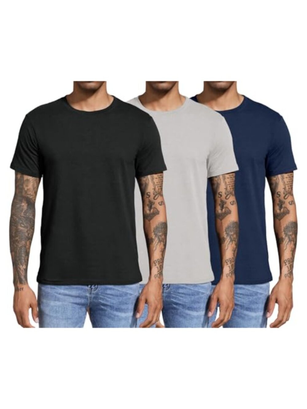 Men's Cotton Blend Crewneck Short Sleeve T-Shirts 4-Way Stretch Gym Tees